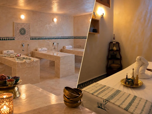 Salle de gommage et salle de massage du Hammam Univers Fitness à Marrakech